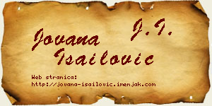 Jovana Isailović vizit kartica